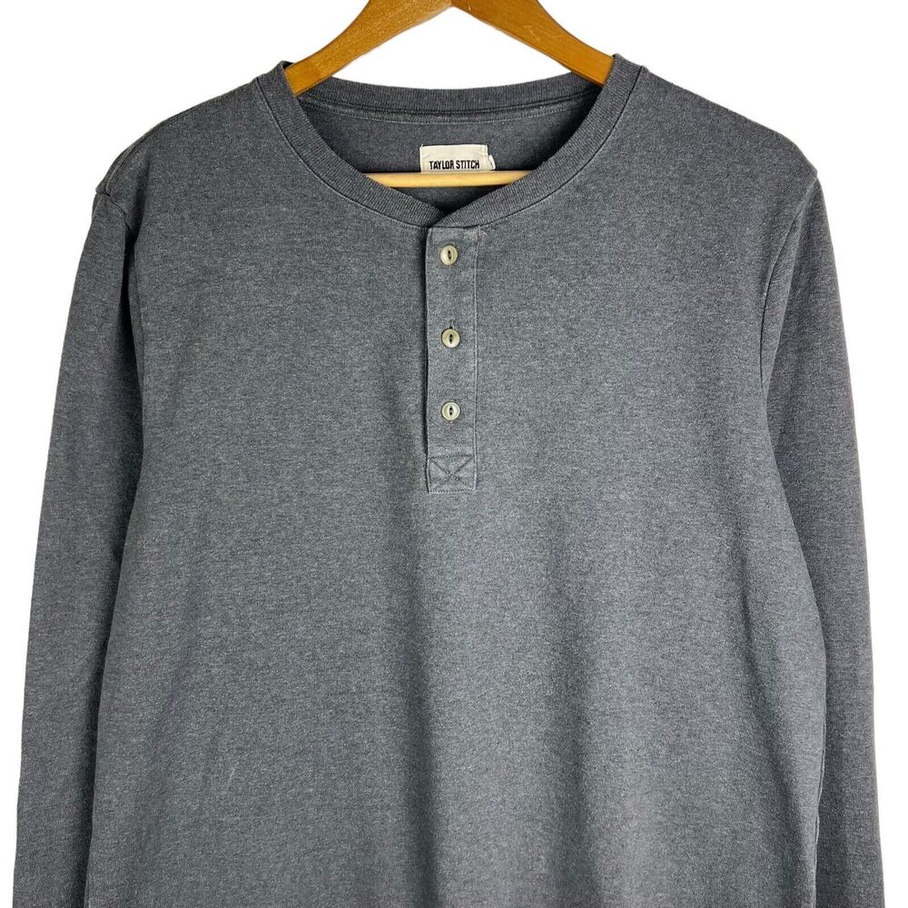 Taylor Stitch Mens Gray Cotton Henley L/S Shirt Size 44 Casual Normcore Designer